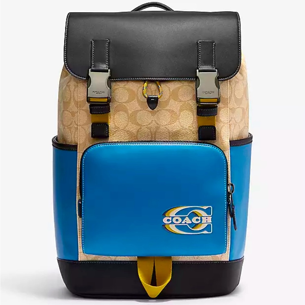 Coach Track Leather Block Signature Backpack Bag
